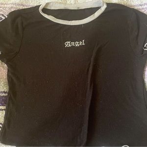 black and white “Angel” crop top